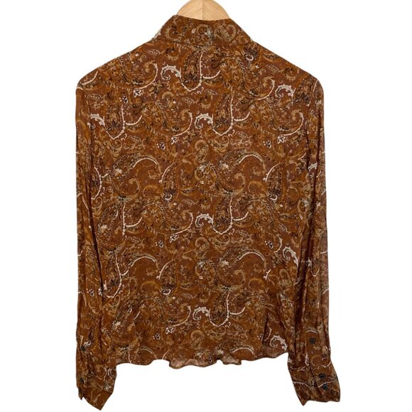 RAG & BONE Antonia Paisley Button Up Long Sleeve Blouse Shirt Brown - Picture 8 of 10